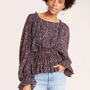 Anthropologie Nichola Peplum Blouse - Floral Print